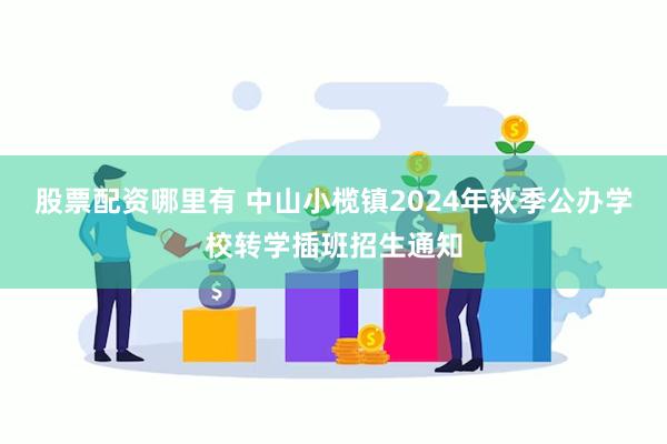 股票配资哪里有 中山小榄镇2024年秋季公办学校转学插班招生通知